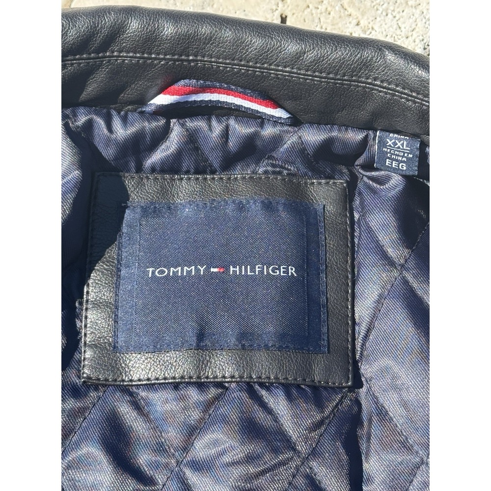 MEN'S TOMMY HILFIGER DARK BROWN FAUX LEATHER BOMBER WINTER JACKET‎ XL